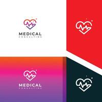 Medical heart Logo design template. Heartbeat logo. vector