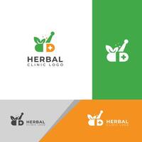 creativo natural herbario clínica logo diseño modelo. vector