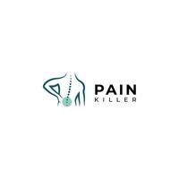 creativo espalda dolor, dolor asesino tratamiento logo diseño. vector