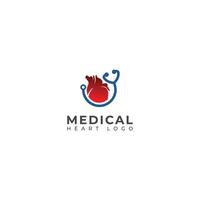 Medical heart Logo design template. Heartbeat logo. vector