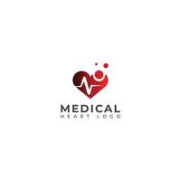 Medical heart Logo design template. Heartbeat logo. vector