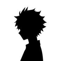 illustration of boy profile anime style, black silhouette isolated on white background vector