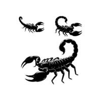 Scorpion or scorpio animal attacks isolated on a white background. Scorpius zodiac symbol tattoo. Black and white hand drawn vector