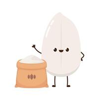 Rice character design. rice on white background. Paddy . vector