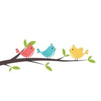 Bird cartoon . A bird perched on a branch. Bird and paper heart . vector