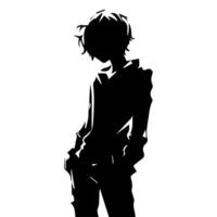 Man silhouette profile picture anime style vector