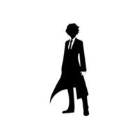 Man silhouette profile picture anime style vector