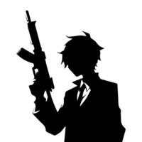 Man silhouette profile picture anime style vector