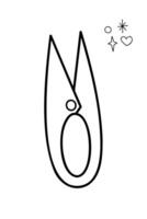 Scissors nippers for needlework. Doodle outline black and white illustration. vector