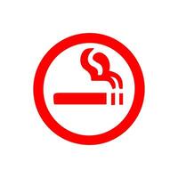 No de fumar, prohibición firmar, fuego peligro riesgo icono insignia, etiqueta con roto cigarrillo, campo de tiro al blanco, No tirar basura cinta concepto, prohibir, peligro, elemento plano estilo aislado en blanco antecedentes vector