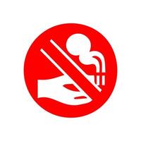 No smoking, prohibition sign, fire hazard risk icon badge, label with broken cigarette, butts, no littering ribbon concept, prohibit, danger, element flat style isolated on white background vector