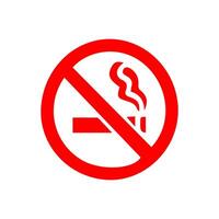 No de fumar, prohibición firmar, fuego peligro riesgo icono insignia, etiqueta con roto cigarrillo, campo de tiro al blanco, No tirar basura cinta concepto, prohibir, peligro, elemento plano estilo aislado en blanco antecedentes vector