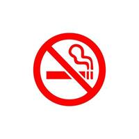 No de fumar, prohibición firmar, fuego peligro riesgo icono insignia, etiqueta con roto cigarrillo, campo de tiro al blanco, No tirar basura cinta concepto, prohibir, peligro, elemento plano estilo aislado en blanco antecedentes vector