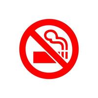 No de fumar, prohibición firmar, fuego peligro riesgo icono insignia, etiqueta con roto cigarrillo, campo de tiro al blanco, No tirar basura cinta concepto, prohibir, peligro, elemento plano estilo aislado en blanco antecedentes vector