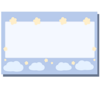 een blauw en wit bord met sterren en wolken png