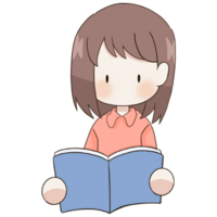 cartoon girl reading book clipart png