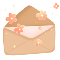 an envelope with flowers on it, on a transparent background png