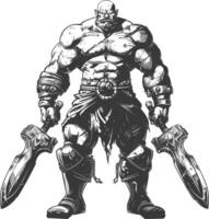 ogre warrior full body images using Old engraving style vector