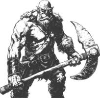 ogre warrior full body images using Old engraving style vector