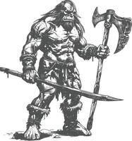 ogre warrior full body images using Old engraving style vector