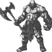 ogre warrior full body images using Old engraving style vector