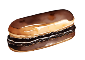 Watercolor and painting dessert sweet chocolate bread. AI-Generated png