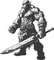 ogre warrior with sword full body images using Old engraving style vector