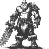 ogre warrior with sword full body images using Old engraving style vector