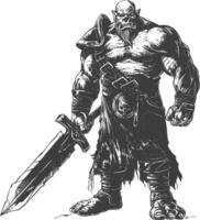 ogre warrior with sword full body images using Old engraving style vector