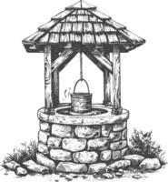 old water well images using Old engraving style vector