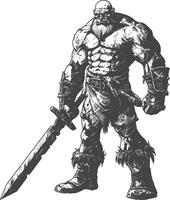 ogre warrior with sword full body images using Old engraving style vector