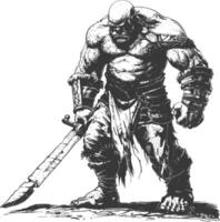 ogre warrior with sword full body images using Old engraving style vector