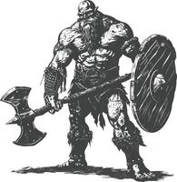 ogre warrior full body images using Old engraving style vector