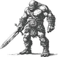 ogre warrior with sword full body images using Old engraving style vector