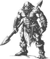 ogre warrior full body images using Old engraving style vector