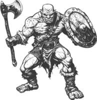 ogre warrior full body images using Old engraving style vector