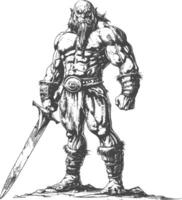 ogre warrior with sword full body images using Old engraving style vector