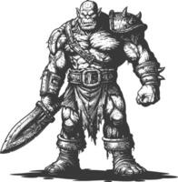 ogre warrior full body images using Old engraving style vector