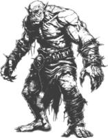 orc full body images using Old engraving style vector