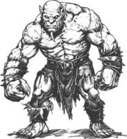 orc full body images using Old engraving style vector