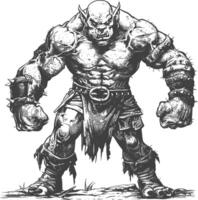 orc full body images using Old engraving style vector