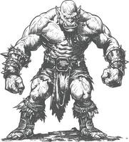 orc full body images using Old engraving style vector