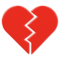 Broken heart icon 3d render illustration png