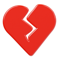 Broken heart icon 3d render illustration png