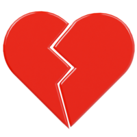 Broken heart icon 3d render illustration png