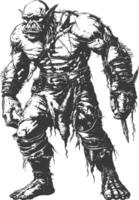 orc full body images using Old engraving style vector