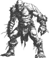 orc full body images using Old engraving style vector