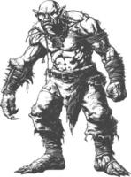 orc full body images using Old engraving style vector