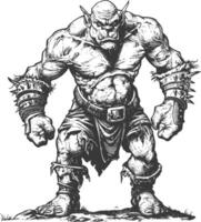 orc full body images using Old engraving style vector