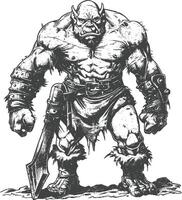 orc full body images using Old engraving style vector